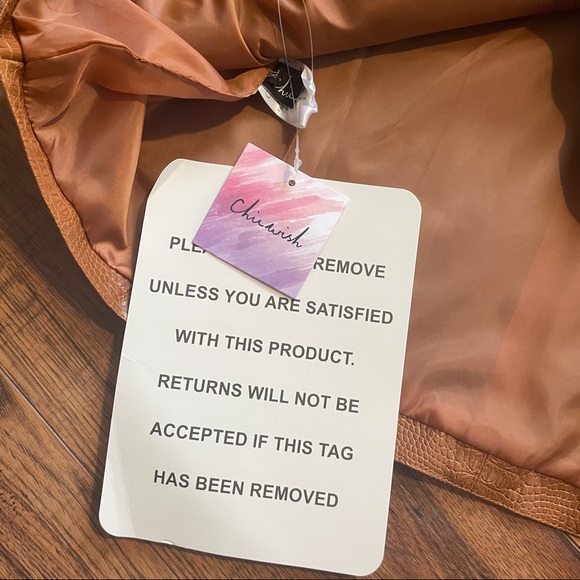 Chicwish Crocodile Faux Leather Skirt Caramel - Picture 4 of 5